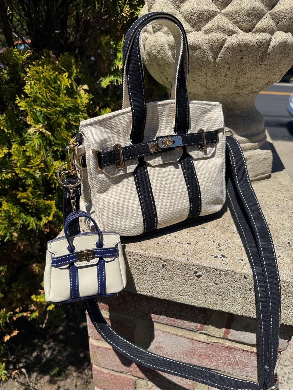 Canvas Mini Tote with Removable Mini Bag - Cream & Black Boatkin Bag NWOT’s - Picture 12 of 16